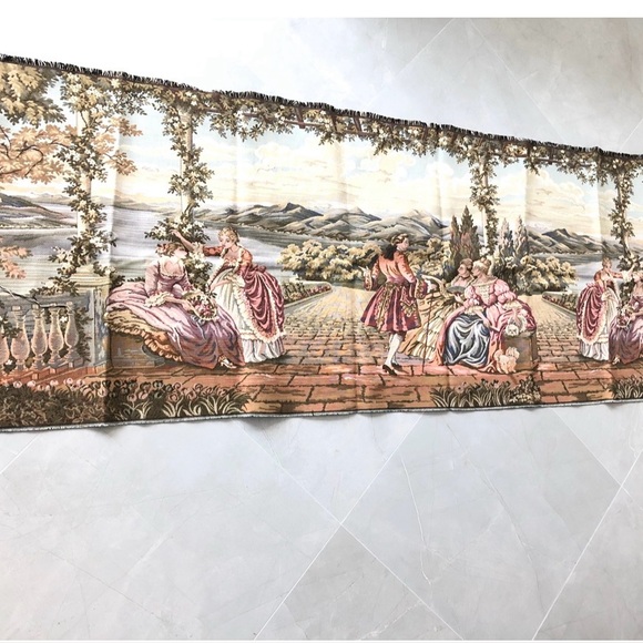 Vintage Other - TAPESTRY Vintage European Style Floral Ladies Romantic Scene EX Long NWOT